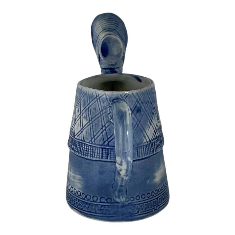 USchafer & Vater Goose in Shawl Pitcher German Flow Blue Figural Creamer Vintage - Picture 4 of 6